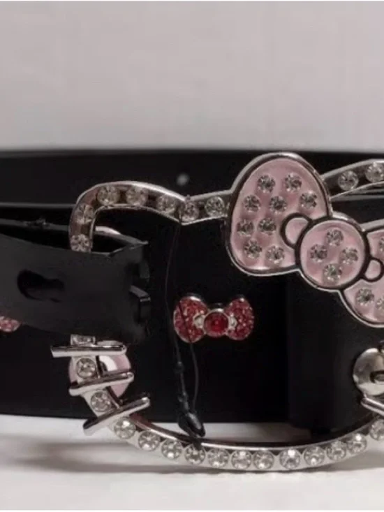 Hello Kitty bow bling Black and Pink Embellished Belt - Picture 3 of 5